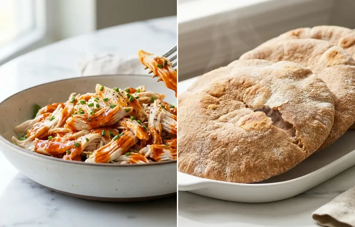 Whole Grain Pita with Buffalo Chicken Salad with Blue Cheese and Yogurt Ranch