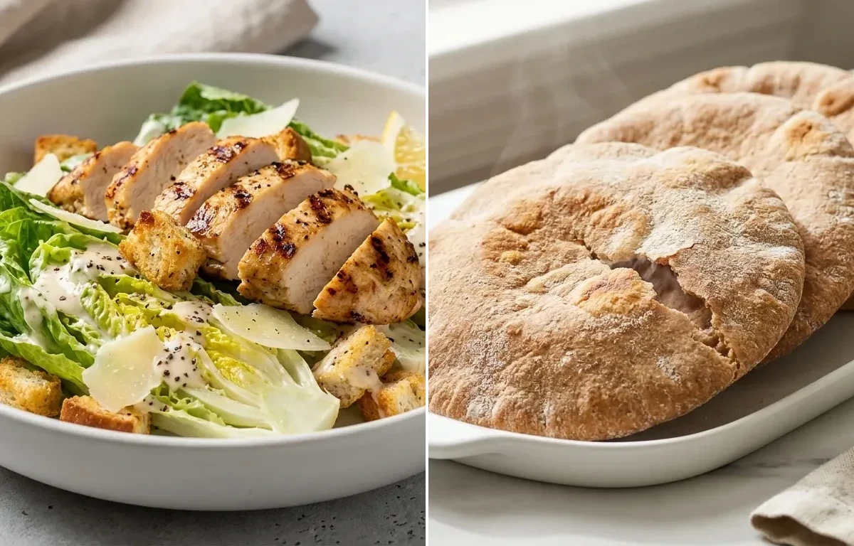 Whole Grain Pita with Chicken Caesar Salad