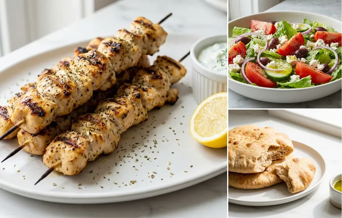 Whole Grain Pita with Chicken Souvlaki with Tzatziki Heart Healthy DASH