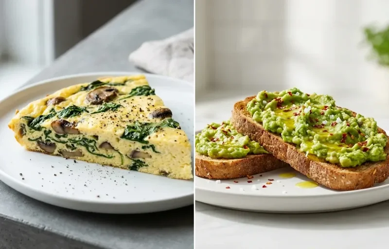 Whole Grain Toast with Spinach Mushroom Frittata