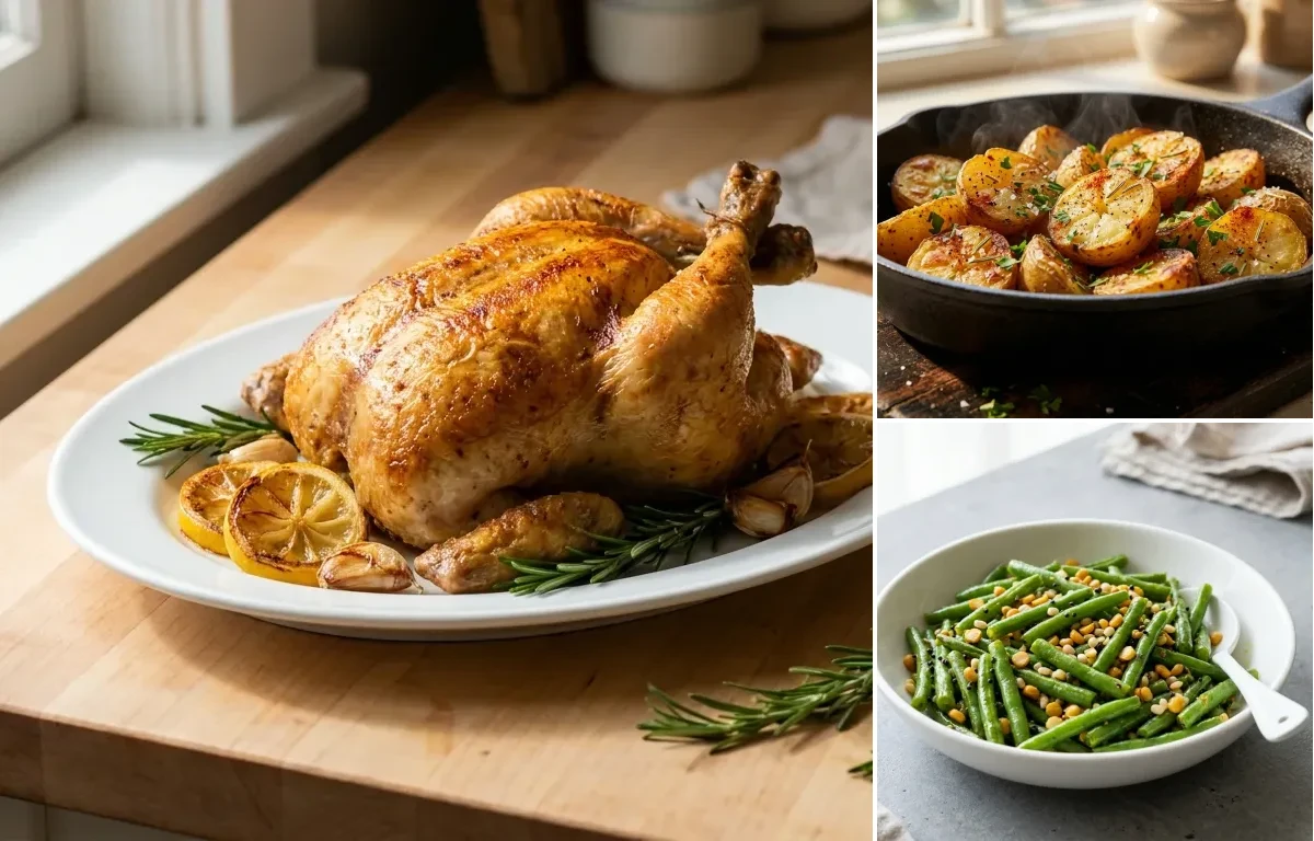 Whole Roasted Chicken with Rosemary and Lemon with Roasted Potatoes