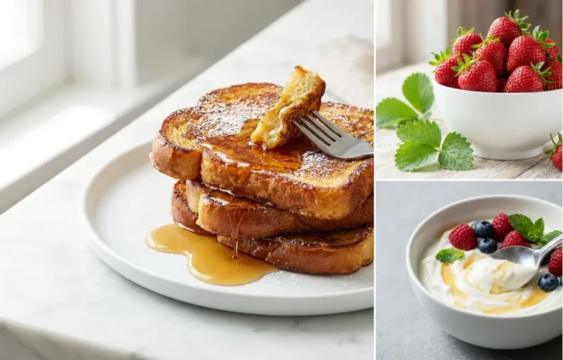 Whole Wheat French Toast with Berries with Fresh Strawberries