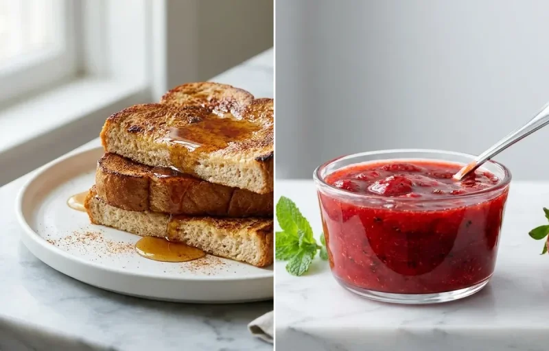 Whole Wheat French Toast with Berries with Fresh Strawberry Topping