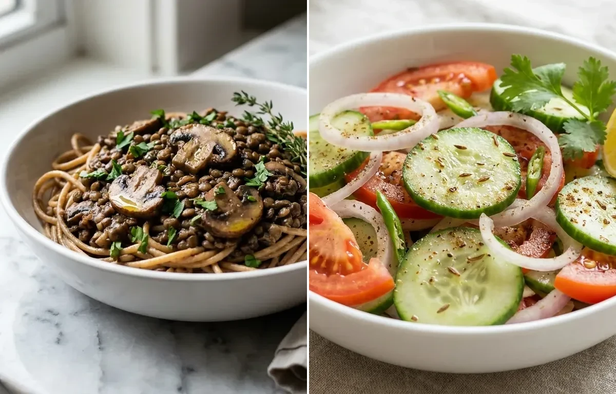 Whole Wheat Pasta with Mushroom Lentil Ragu