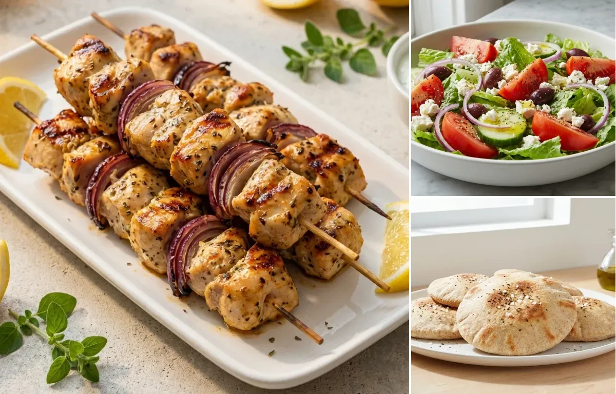 Whole Wheat Pita with Chicken Souvlaki Skewers