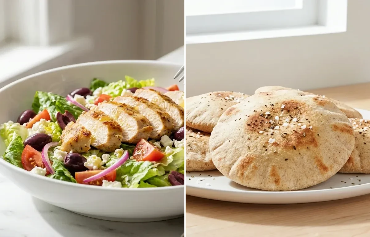 Whole Wheat Pita with Greek Salad with Grilled Chicken