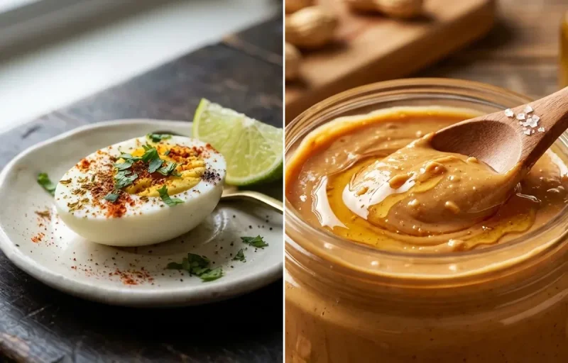Whole Wheat Toast with Hard Boiled Egg and Peanut Butter