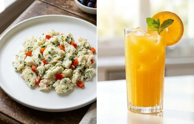 Whole Wheat Toast with Scrambled Egg Whites, Banana and Orange Juice