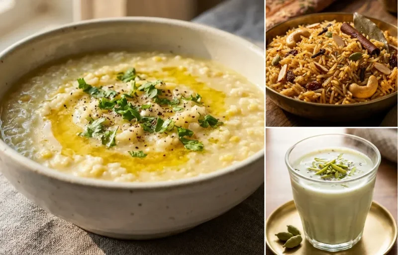 Xandoh Guri with Gur ke Chawal and Cardamom Milk
