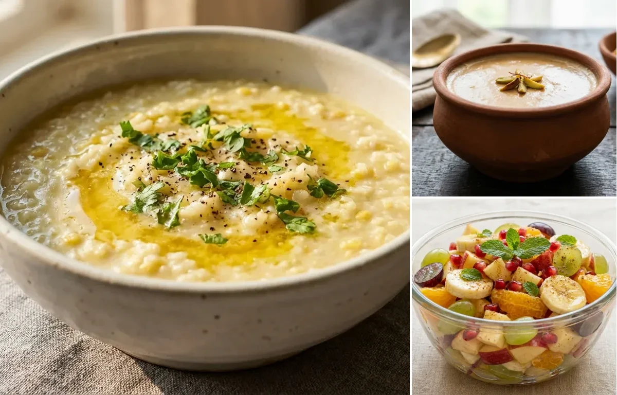 Xandoh Guri with Mishti Doi and Fruit Chaat