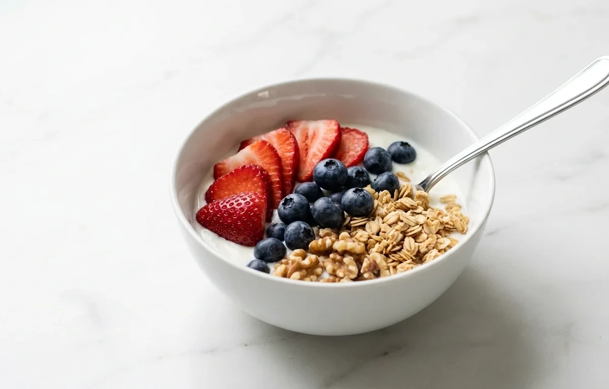 Yogurt Bowl with Berries Granola Walnuts
