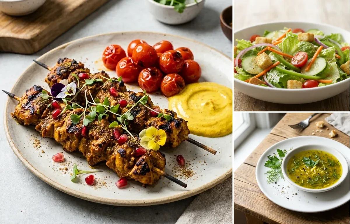 Yogurt-Marinated Grilled Chicken, Garden Salad and Lemon-Herb Vinaigrette