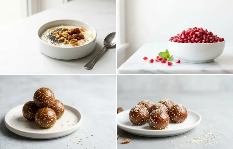 Yogurt with Chia and Walnuts with Pomegranate + supplement + iron