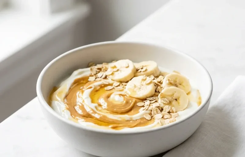 Yogurt with Oats Banana Walnuts PB Budget Week