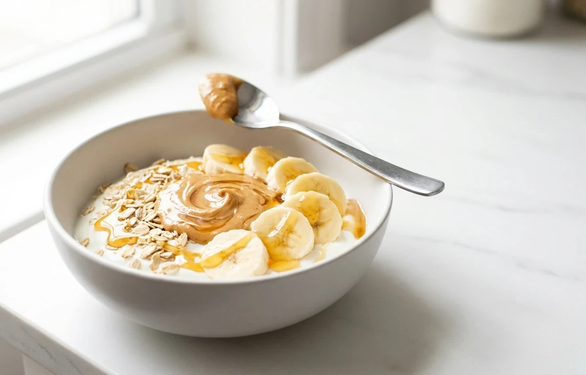 Yogurt with Oats Banana Walnuts PB