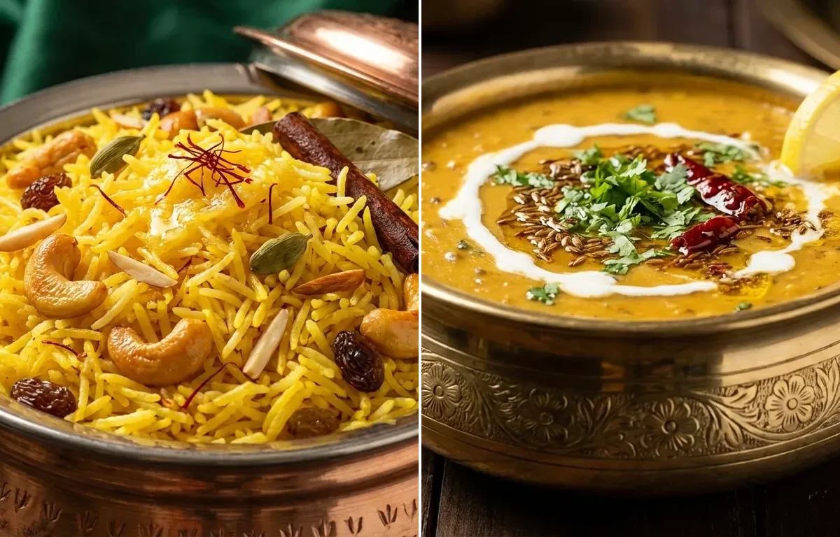 Zaffrani Pulao with Dal Sultani