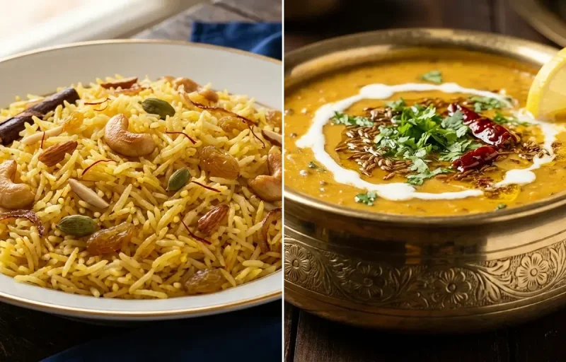 Zafrani Pulao with Dal Sultani