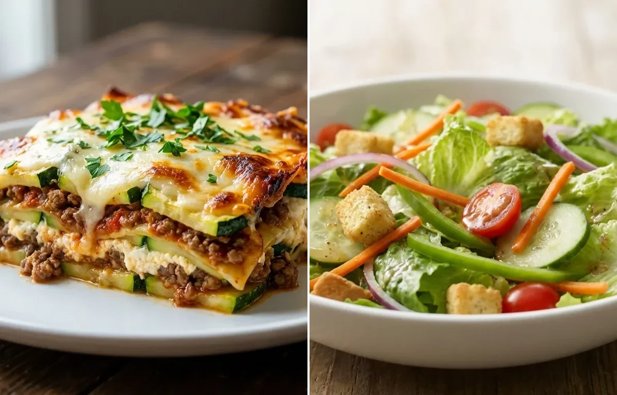 Zucchini Lasagna with Garden Salad