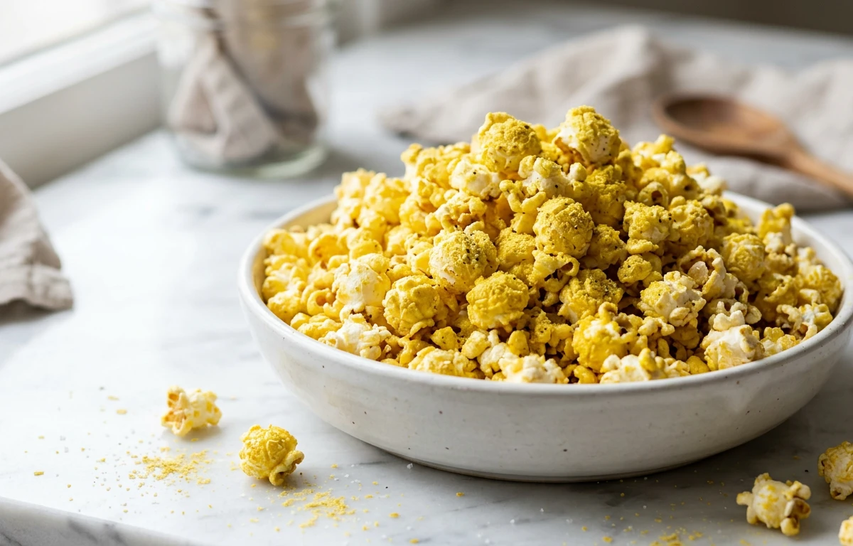 Cheesy Popcorn with Nutritional Yeast