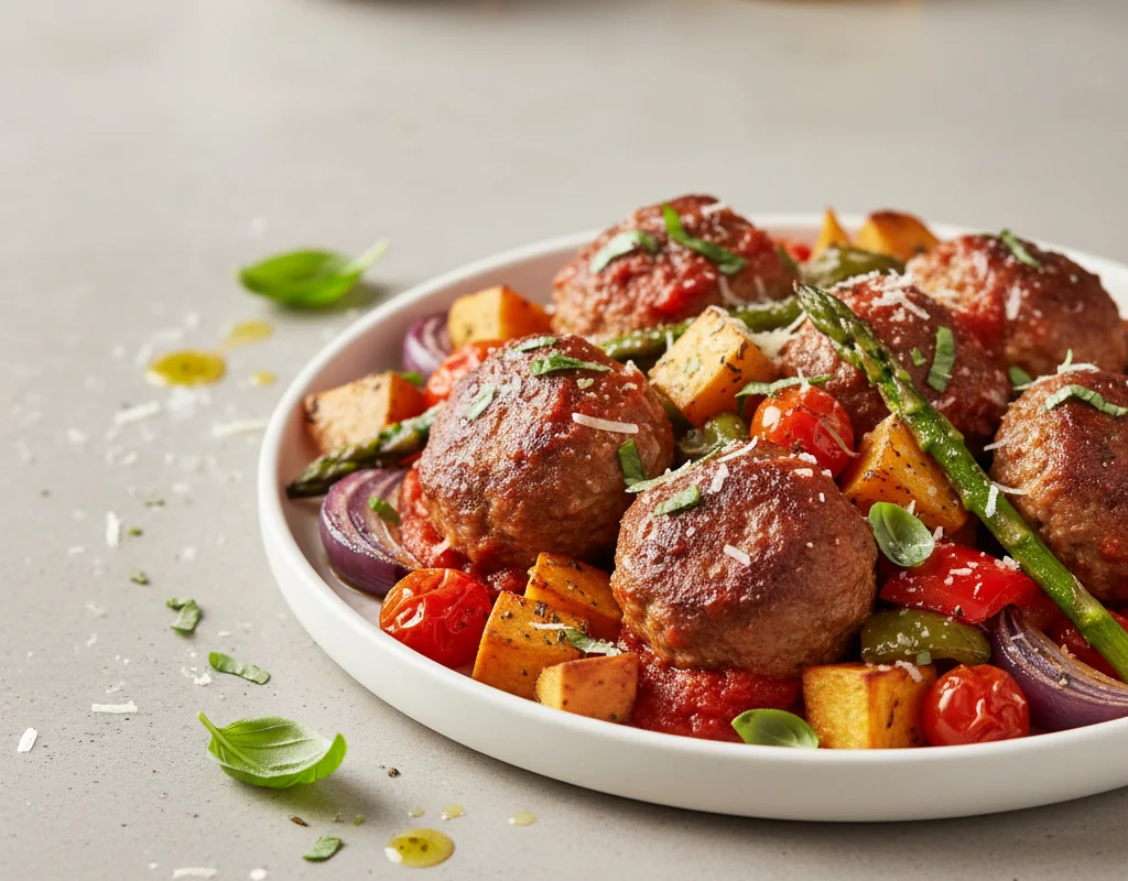 Turkey Meatballs With Roasted Vegetables