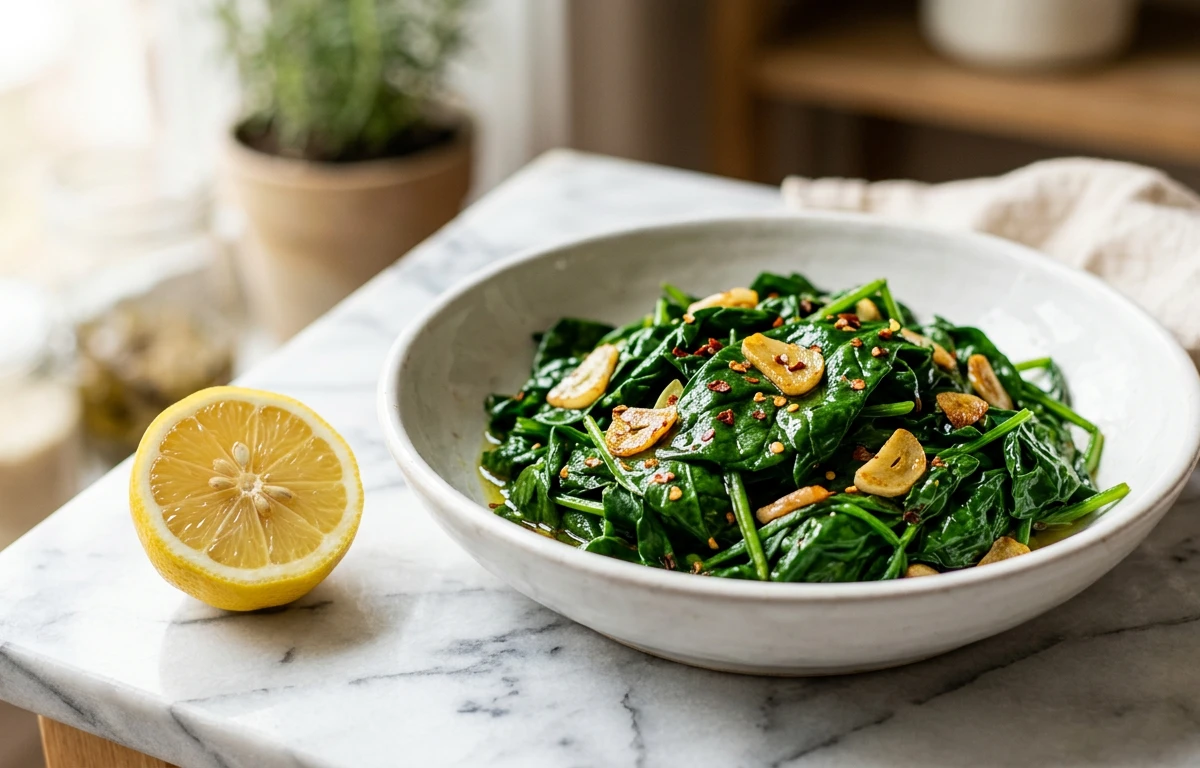 10-Minute Garlic Sautéed Spinach