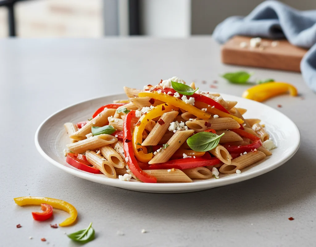 Whole Wheat Penne with Roasted Peppers