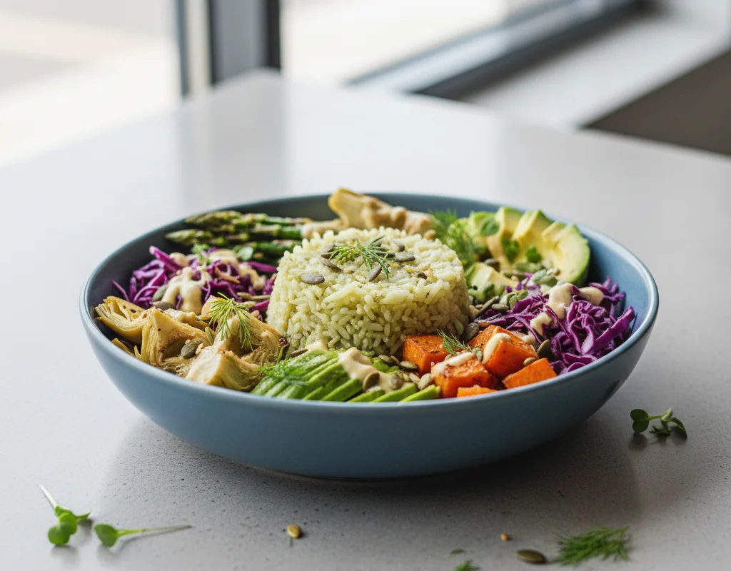Vegan Gerd Buddha Bowl Artichoke Rice