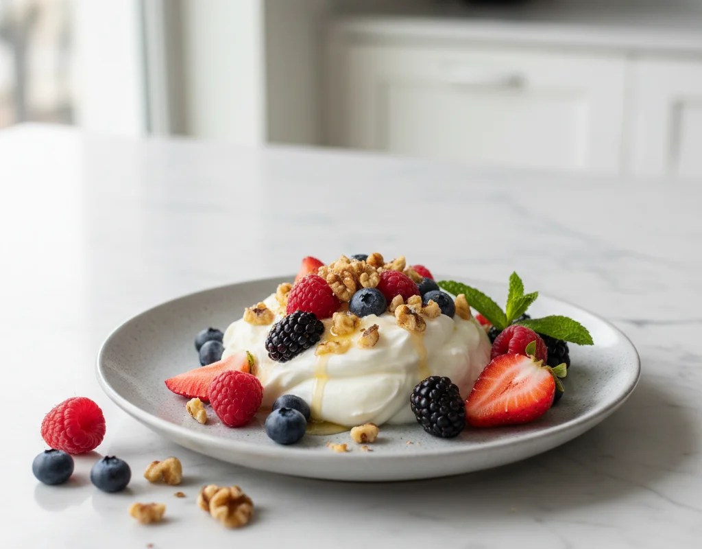 Greek Yogurt with Mixed Berries and Walnuts
