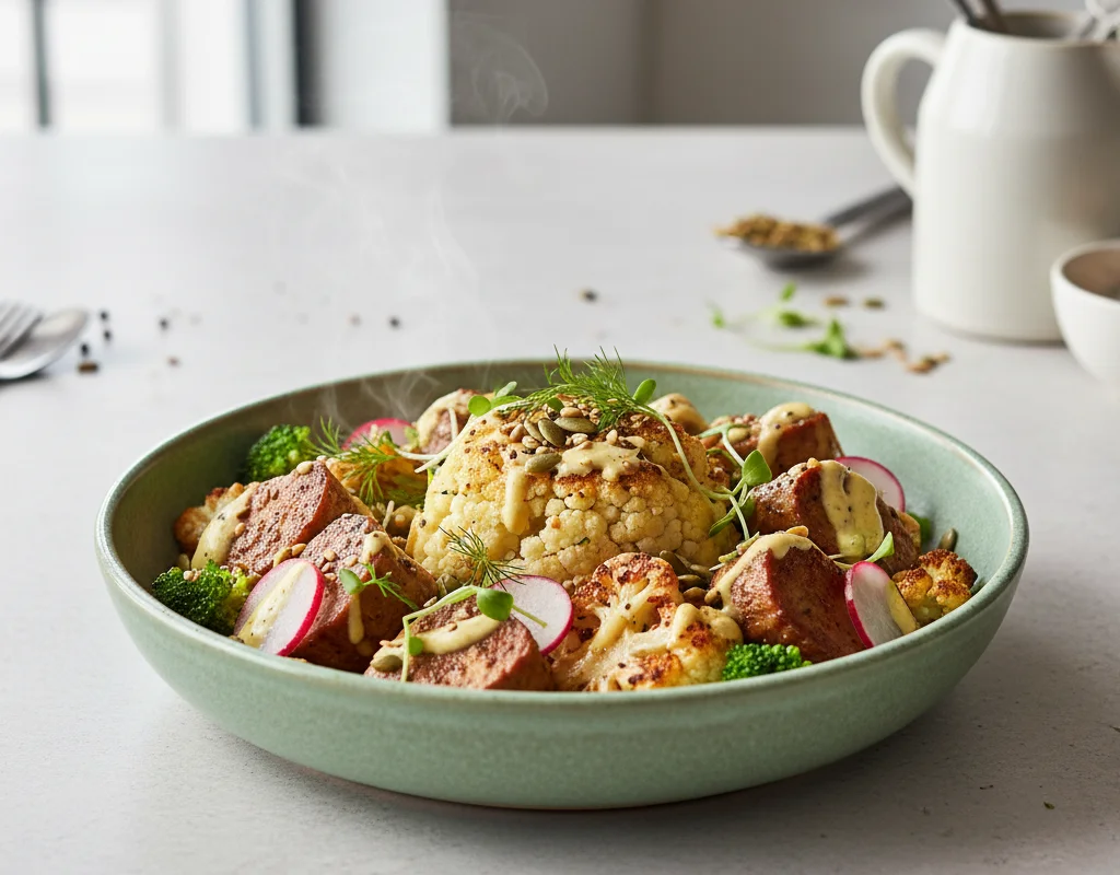 Vegan CKD Seitan Cauliflower Bowl