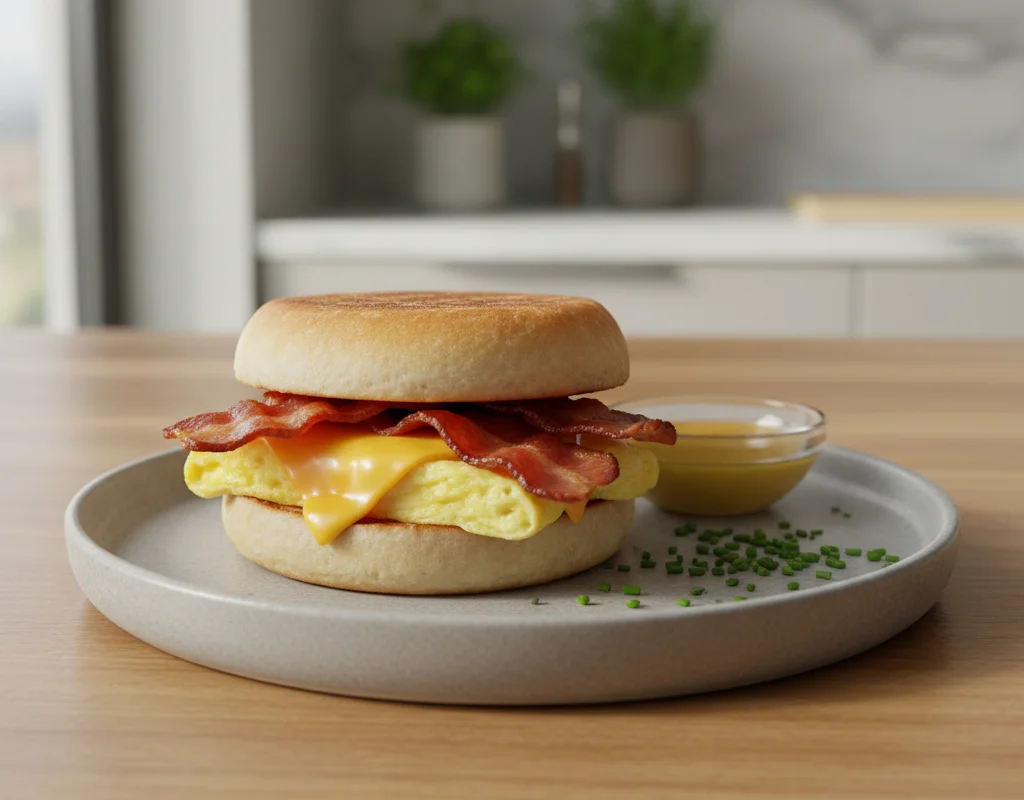 Egg and Cheese Muffin with Turkey Bacon