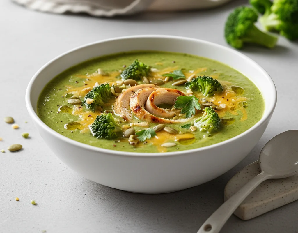 Broccoli Cheddar Protein Soup
