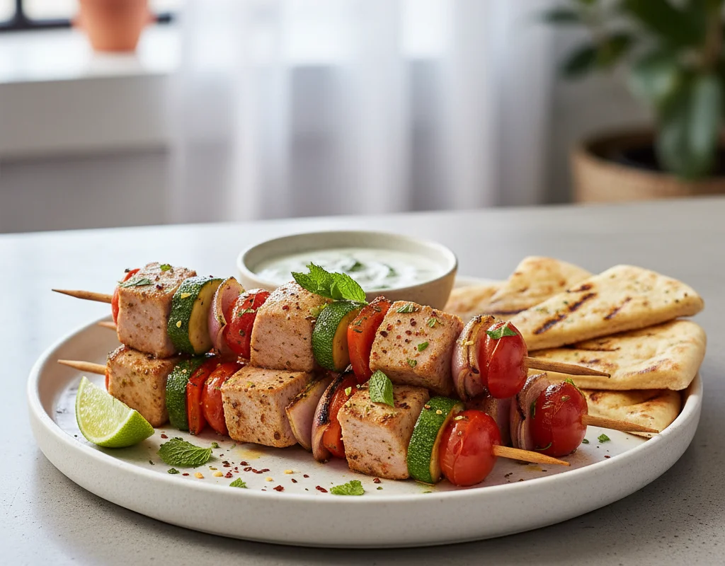 Grilled Tuna Skewers with Mixed Vegetable