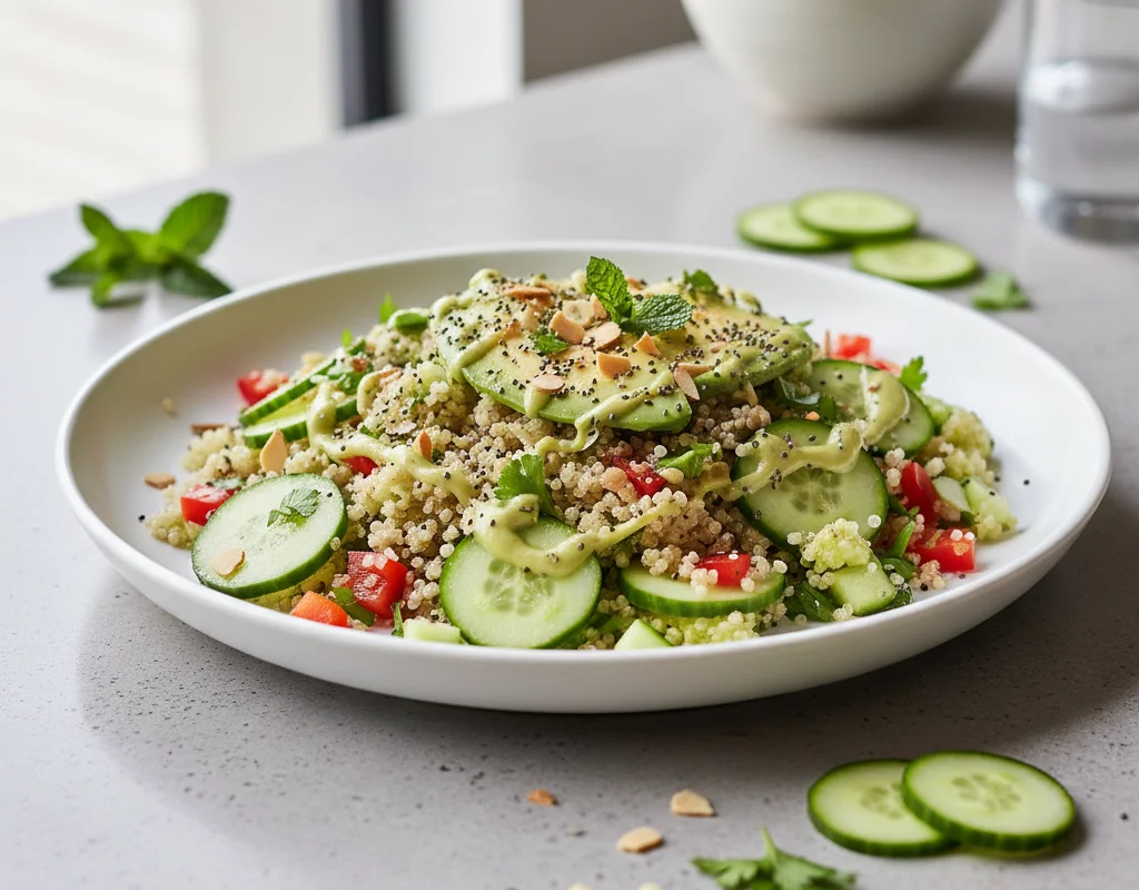 Vegan Low-Ox Cucumber Quinoa Salad
