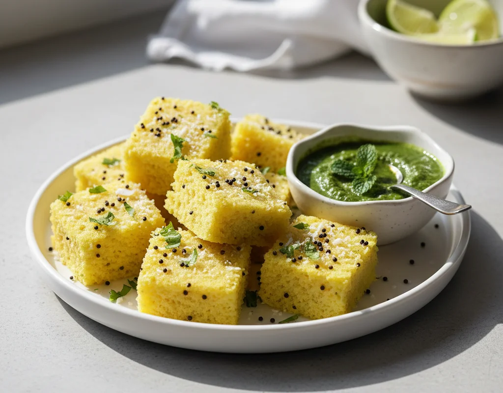 Dhokla With Green Chutney