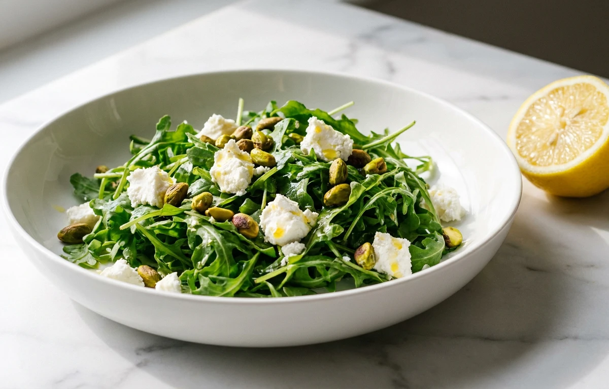 Arugula Salad with Goat Cheese & Pistachios