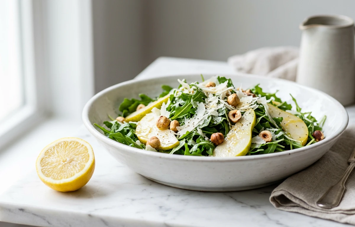 Arugula Salad with Pear & Hazelnuts