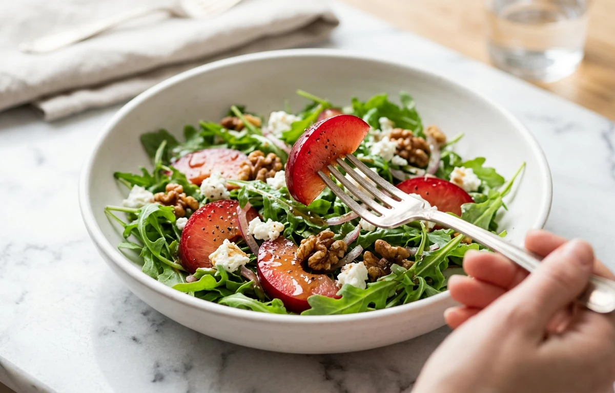 Arugula Salad with Plums & Goat Cheese