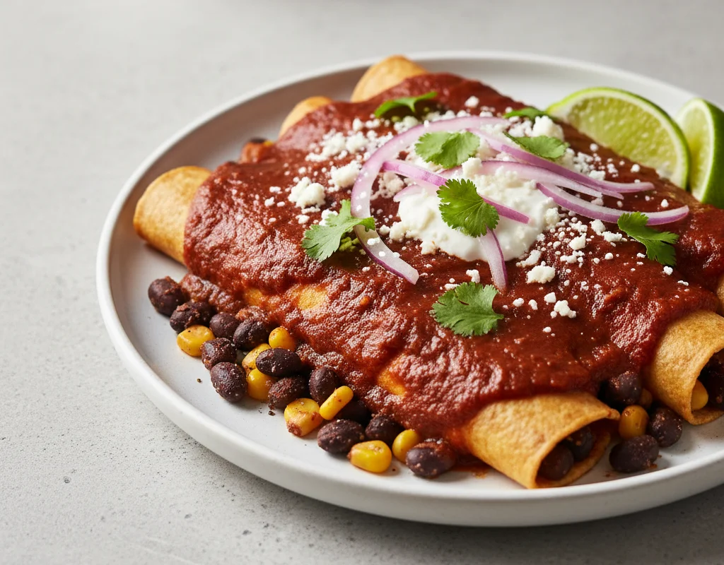 Black Bean Enchiladas With Red Sauce