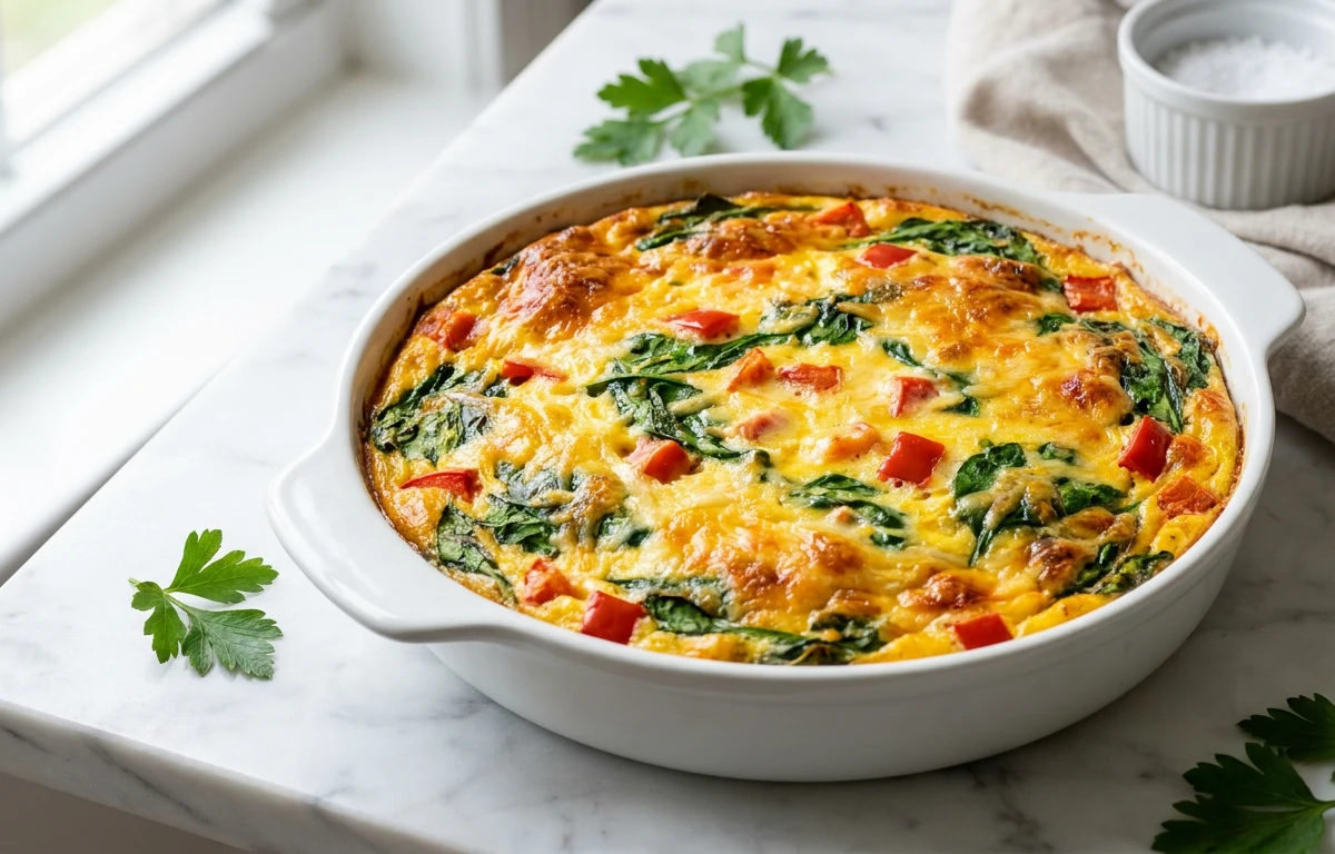 Baked Egg Frittata With Spinach And Peppers