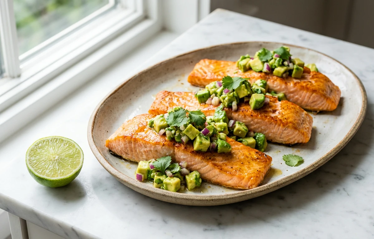 Baked Salmon with Avocado Salsa
