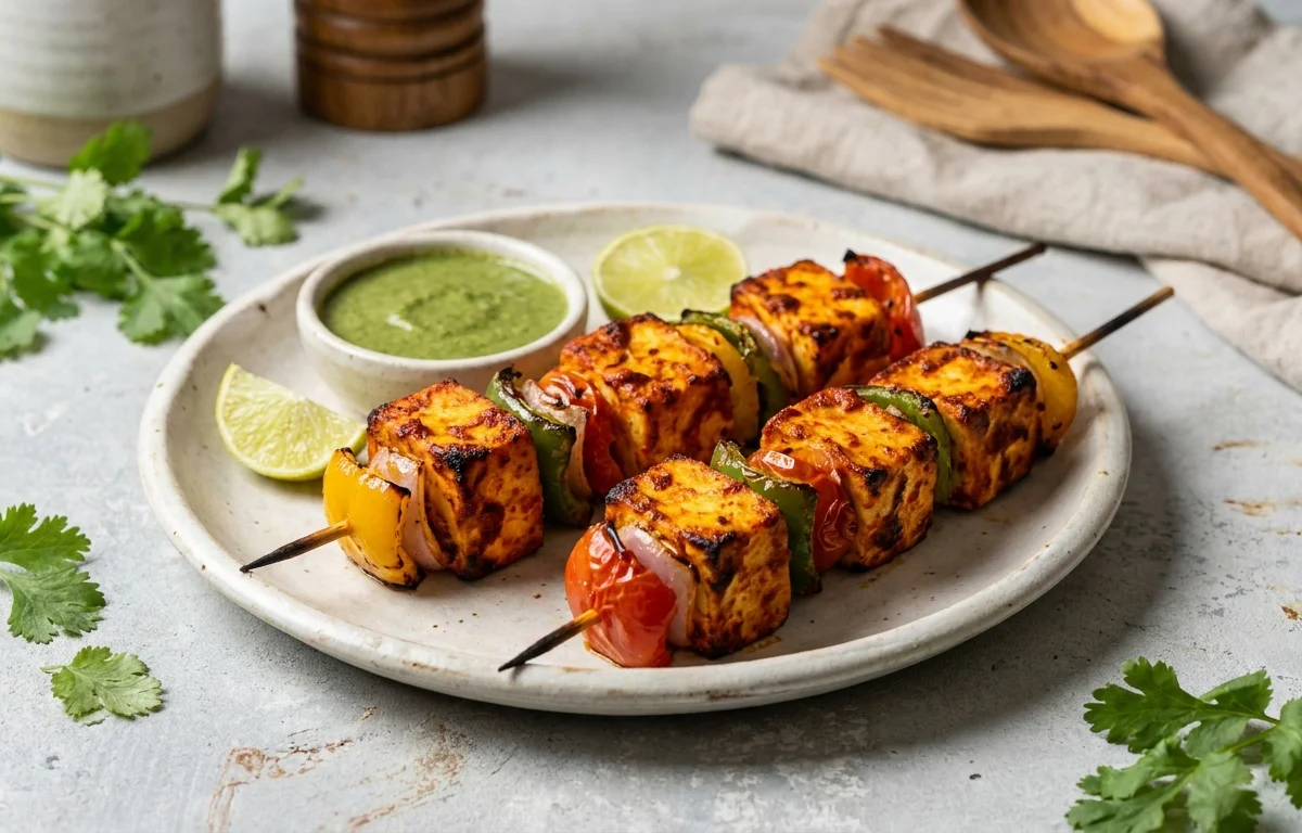Baked Tandoori Paneer Skewers