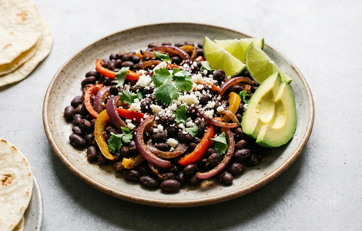 Black Beans and Sautéed Onions