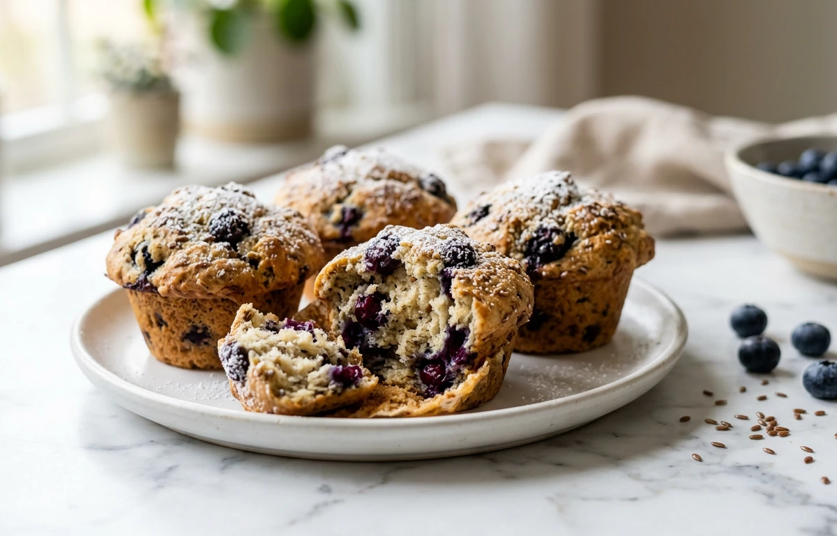 Blueberry Flaxseed Muffins