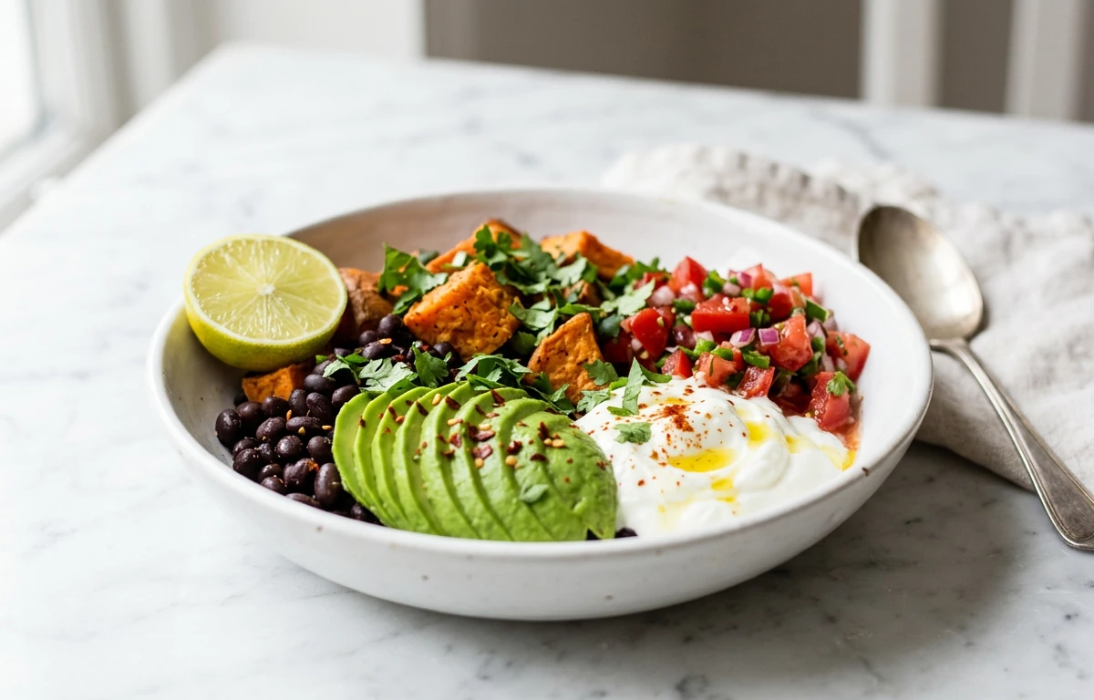 Boiled Sweet Potato & Black Bean Bowl