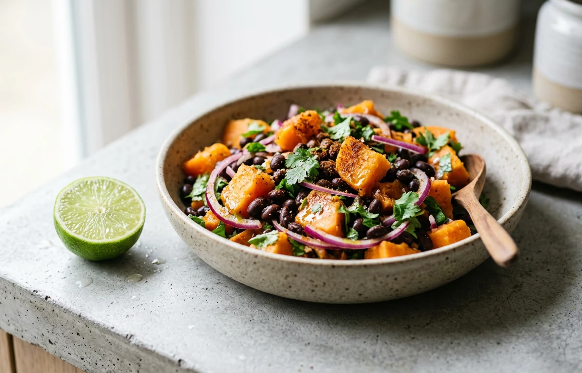 Boiled Sweet Potato & Black Bean Salad