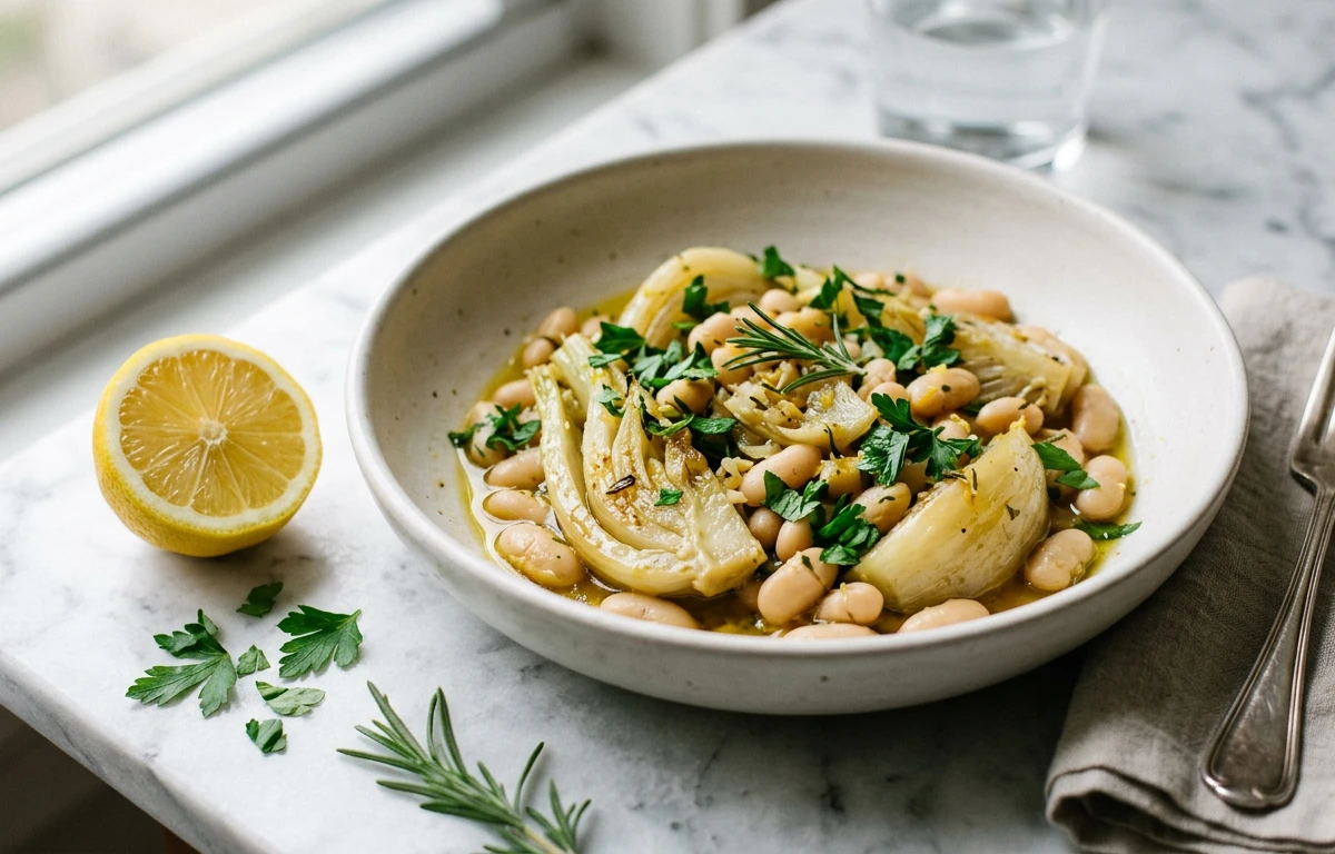 Braised Fennel with White Beans