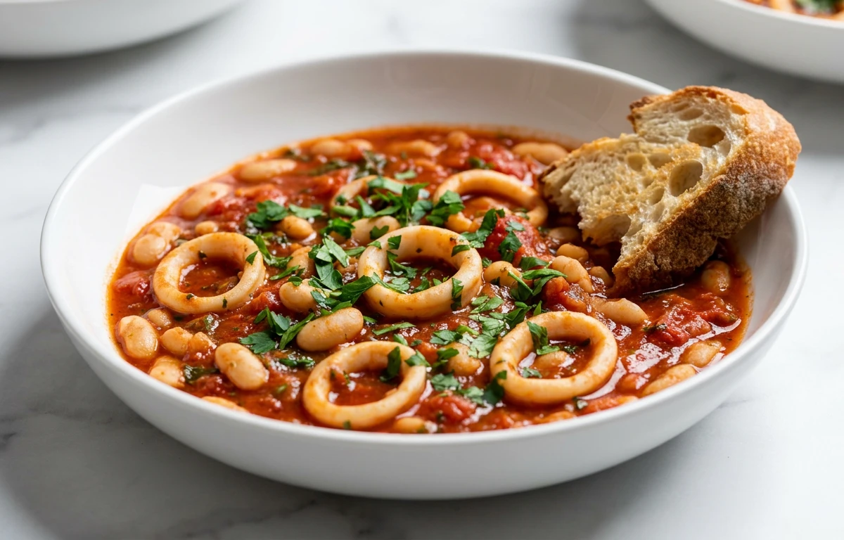 Calamari, Tomato & White Bean Stew