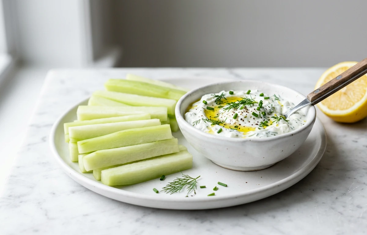 Chayote Sticks with Herbed Yogurt Dip