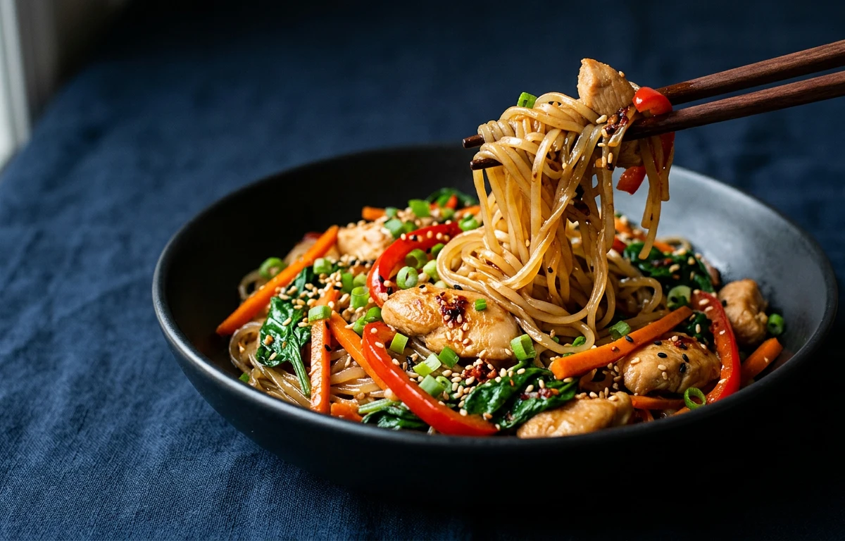 Chicken & Veggie Stir-Fry with Rice Noodles