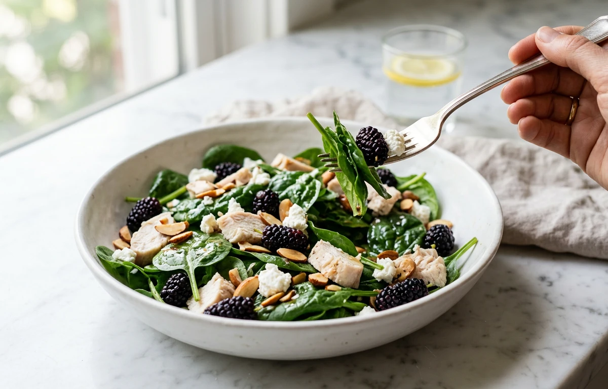 Chicken & Mulberry Spinach Salad
